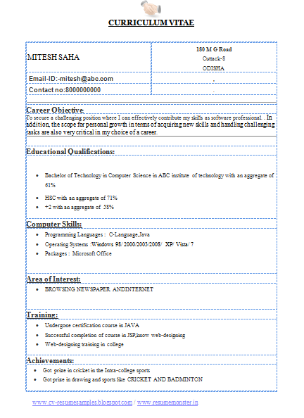 Sample resume for fresh graduates in engineering